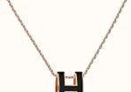 Hermes Pop H Pendant & Chain - Black with Rose Gold