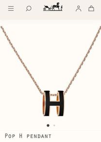 Hermes Pop H Pendant & Chain - Black with Rose Gold