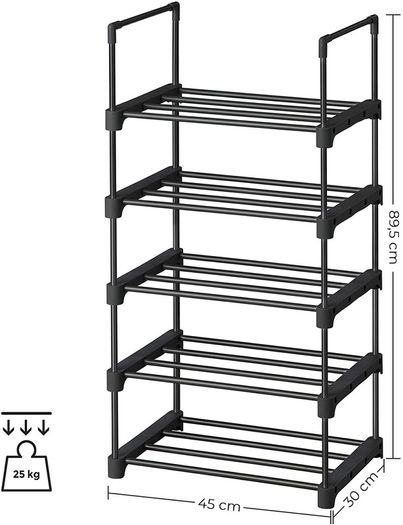 5 Tier Shoe Racks Set of 2 Metal Shoe Rack Stackable Space Saving Shoe Storage Multifunctional Stand Rack