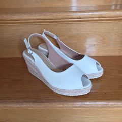 Womens white peeptoe wedges