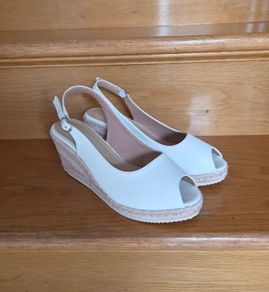 Womens white peeptoe wedges
