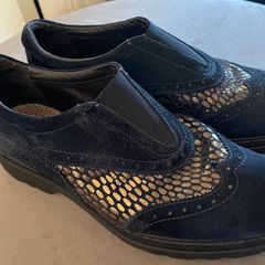 Marco Moreo Slip On Navy Suede Shoes - Size 39.5
