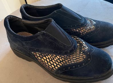 Marco Moreo Slip On Navy Suede Shoes - Size 39.5