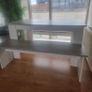 White and grey kitchen table with benches Image 5
