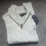 Ralph Lauren Light Grey Cable Knit Quarter Zip, Size XL Men's Image 2