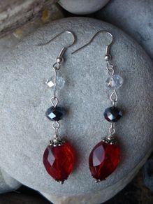 Handmade earrings, Drop earrings, Red earrings, Christmas gift.
