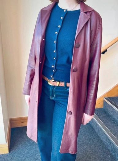 Vintage real leather trench coat from the late 90s - Size S/8
