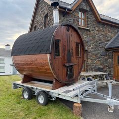 Mobile Barrel Sauna on Trailer