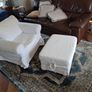 White ikea armchair & footrest Image 4