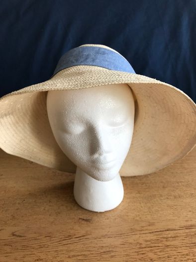 Cream with Blue Band Hat
