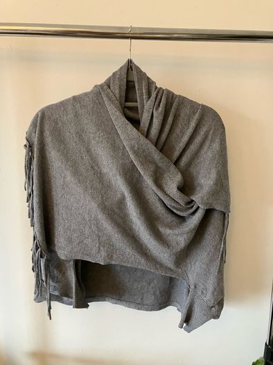 Grey Shawl with Fringe.