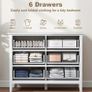Fluted Dresser, 6 Drawer Chest of Drawers for Bedroom, Living Room, Hallway, Closet, White Image 3