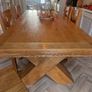 Large oak dining table and 6 chairs Image 3