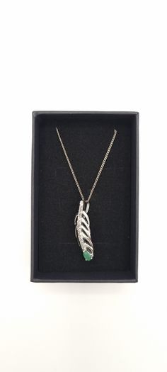 Spinel With Emerald Teardrop Base On Sterling Silver Necklace