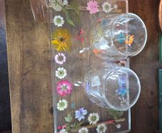 Botanical dried flower tray and tumbler