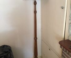 Vintage tall wooden floor lamp with shade