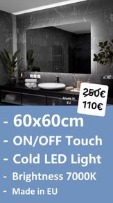 LED Bathroom Mirror 60x60cm Backlit Makeup Cosmetic