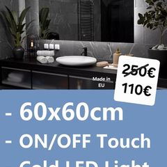 LED Bathroom Mirror 60x60cm Backlit Makeup Cosmetic