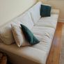Cream fabric three-seater sofa Image 2