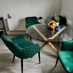 dinning table and 4 chairs green velvet