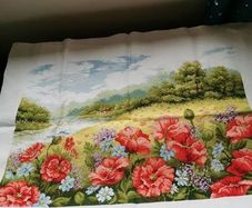 Stunning Handmade Cross Stitch Embroidery - Garden flowers