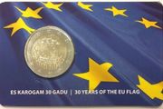 Latvia 2 Euro Commemorative Coin 2015 - 30 Years of the EU Flag. Coincard. BU