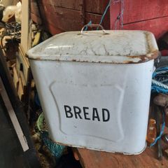 vintage enamel bread bin