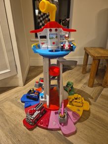 Paw Patrol Lookout Tower with 7 Vehicles and 6 Figures. Like New