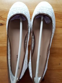 White and Tan Flats size 4 / 37