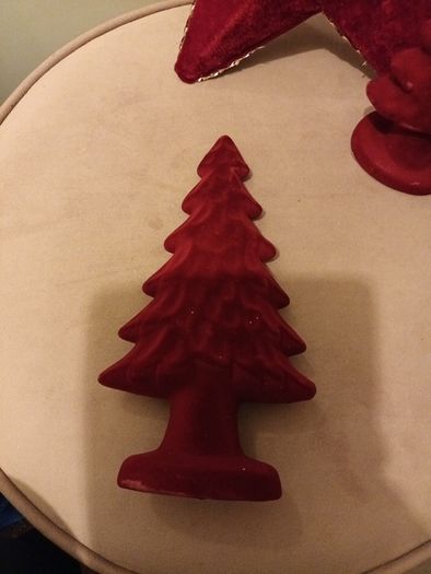 Christmas Ceramic flock covered trees &star