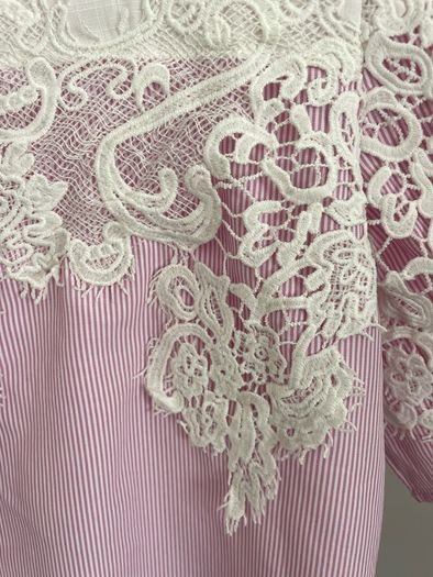 top pink & white short sleeve top size 8