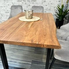 Solid Acacia Wood Dining Table 160 - Rustic