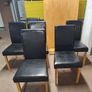 Solid Wooden Dining Table with 6 Black Faux Leather Chairs  Storage Clearance Image 2