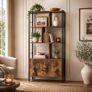Industrial 5-Tier Bookcase with Double Door Cabinet Image 7