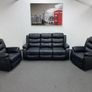 Roma Black Manual Leather Recliner Sofa Set Image 3