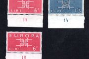 1963 Ireland Europa (CEPT) Commemorative Stamps with Plate Markings (6d 1A &amp; 1B and 1s3d 1A)  Mint Never Hinged (MNH)