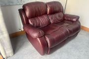 Wine Coloured Leather Recliner Couch Very Good Condition