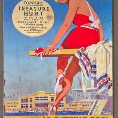 Vintage Style metal sign, Retro portobello bathing pool advertisement.