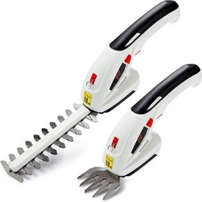 2in1 Grass Shear & Hedge Trimmer with 7.2V Rechargeable 1500mAh Lithium-Ion Battery, Edging and Shrub Shear, 2 Interchangeable Blades, Lightweight, Garden Cutting Edge Trimmer, Pruner - Handheld
