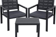 Set of 3 Garden Furniture 2 Chairs 1 Garden Table 2 Removable Cushions for Patio Garden Balcony Iron