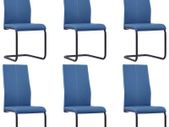 Cantilever Dining Chairs 6 pcs Blue Faux Leather