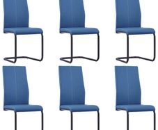 Cantilever Dining Chairs 6 pcs Blue Faux Leather