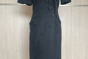 Black Linen Blend Shirt Dress