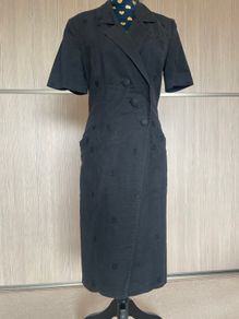 Black Linen Blend Shirt Dress