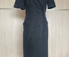 Black Linen Blend Shirt Dress