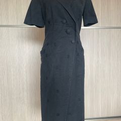 Black Linen Blend Shirt Dress