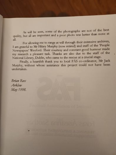 All For A Game.  A History Of  Arklow Town Football  Club 1948 -1998. Large Volume  First Edition Paperback In Very Good Condition.