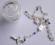 Vintage short Rosary in a Decorative Box length 10"