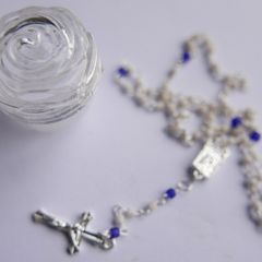 Vintage short Rosary in a Decorative Box length 10"