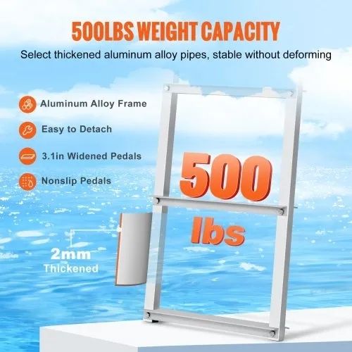 Dock Ladder, Removable 5 Steps, 500 lbs Load Capacity, Aluminum Alloy Pontoon Boat Ladder with 3.1'' Wide Step & Anti-Slip Design Pedal,